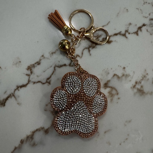 New dog paw print bling keychain - Picture 1 of 3